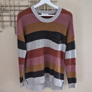 Madewell Gray and Rust Knit Sweater